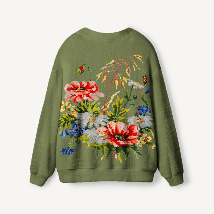 Cardigan lavorato a maglia Giardino botanico dei fiori selvatici
