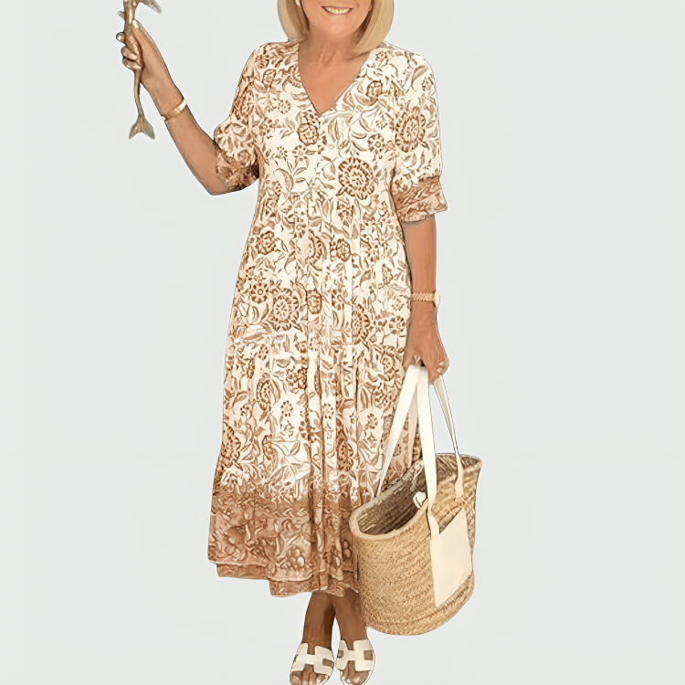 Constance | Abito Midi con Stampa Floreale e Orlo a Strati