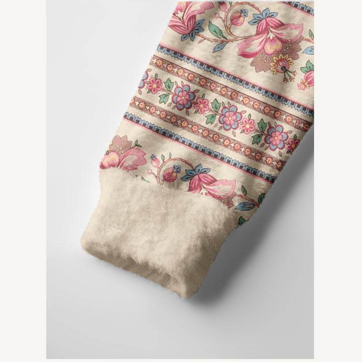 Cardigan lavorato a maglia con motivo vintage a righe e fiori