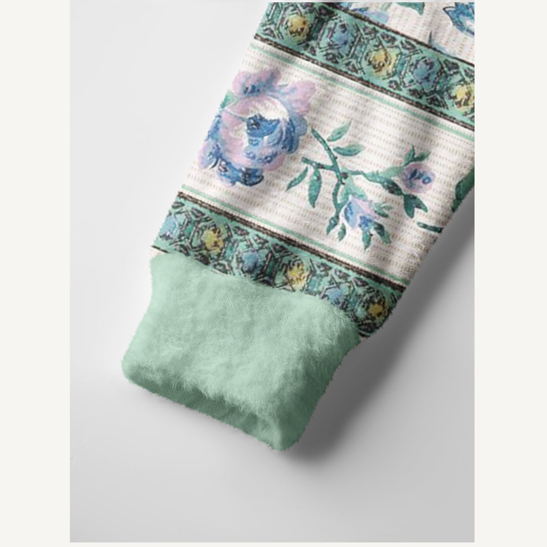 Cardigan in maglia stile boho con motivo floreale “Il canto degli uccelli” in due tonalità