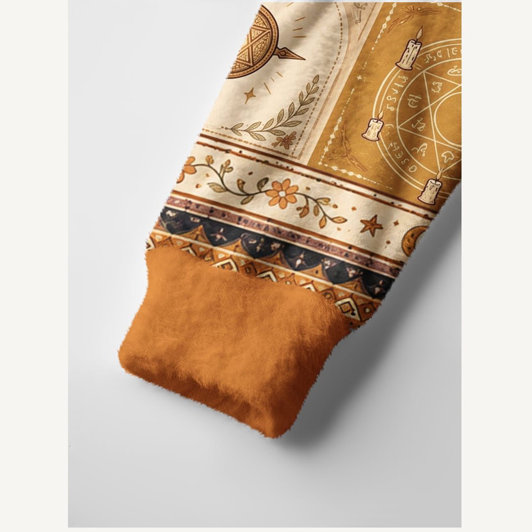 Cardigan lavorato a maglia in patchwork con motivi ispirati al mitico villaggio di Halloween