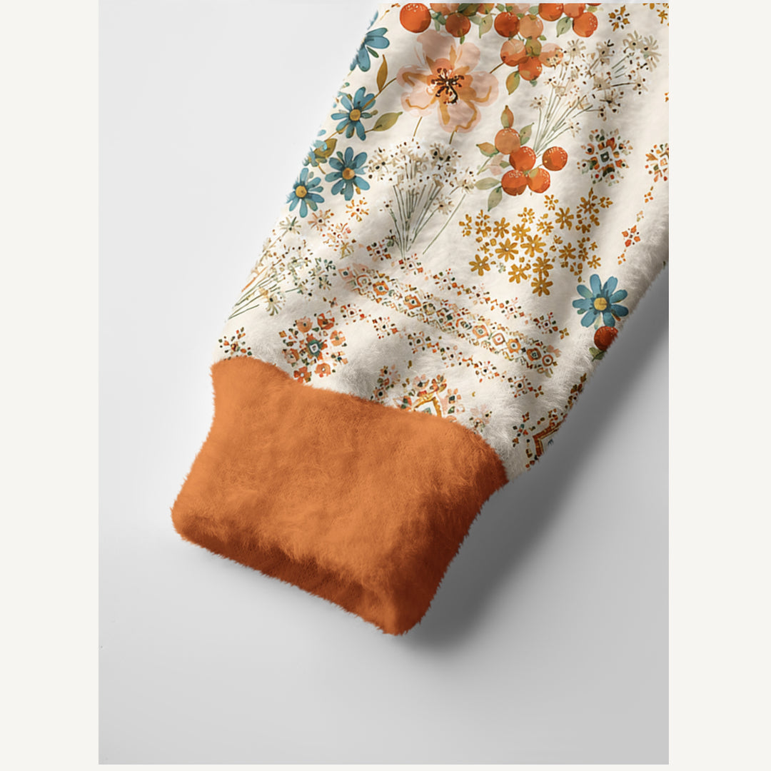 Cardigan lavorato a maglia con stampa floreale e motivi botanici