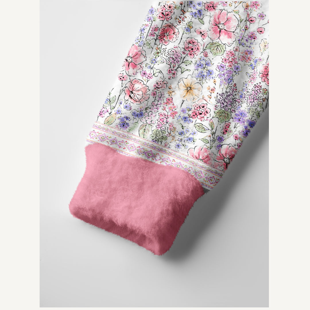 Cardigan lavorato a maglia con motivo a fiori selvatici