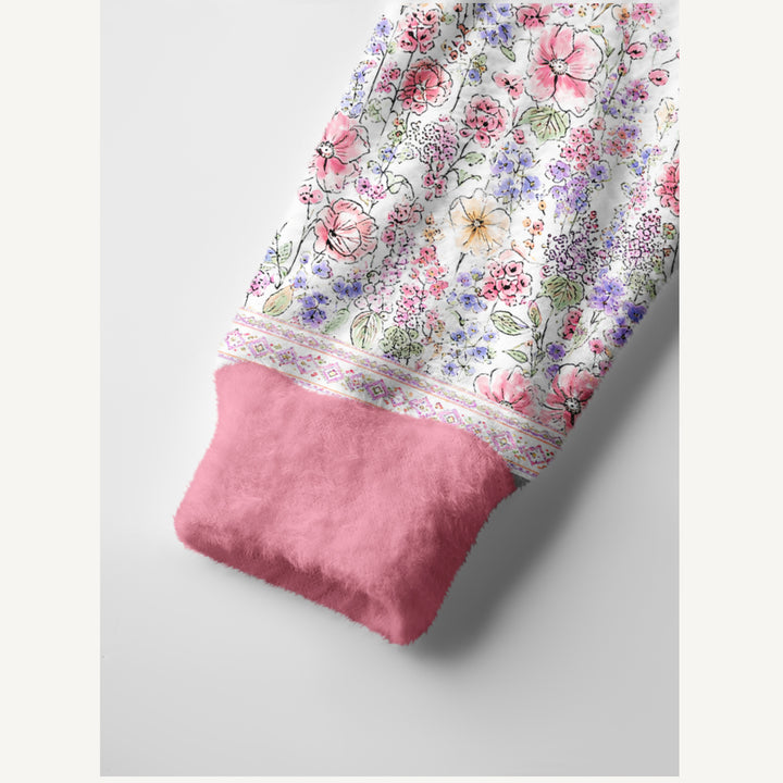 Cardigan lavorato a maglia con motivo a fiori selvatici