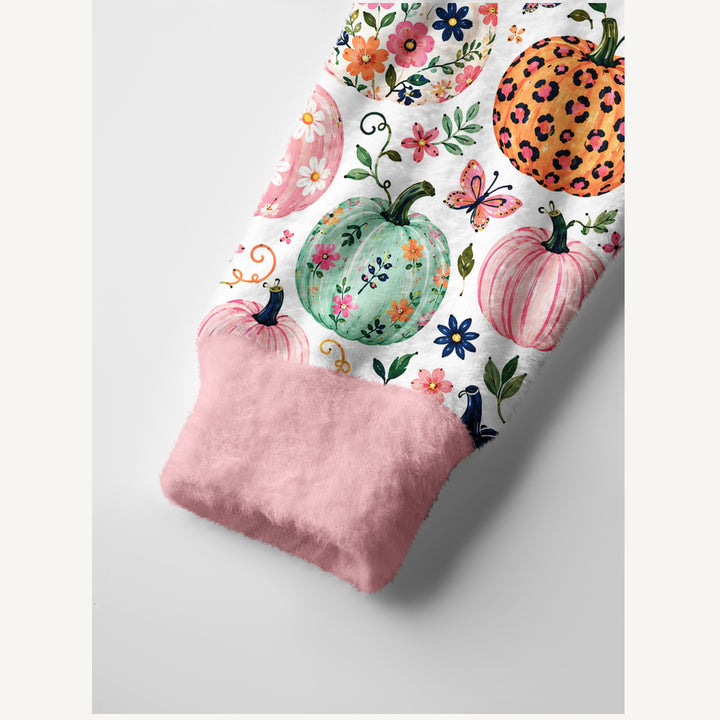 Cardigan autunnale in maglia con motivo floreale a zucche