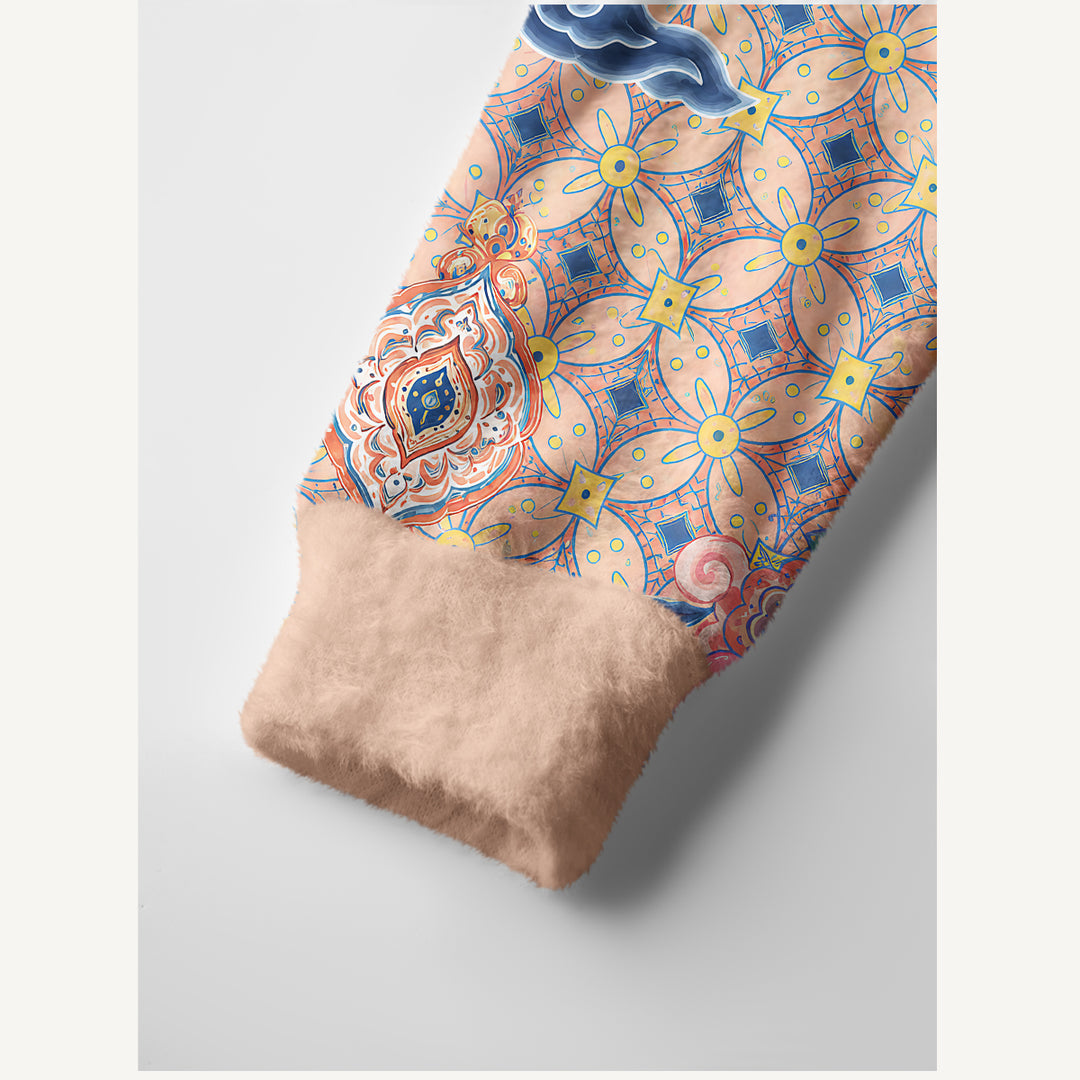 Cardigan lavorato a maglia con motivo botanico in stile boho