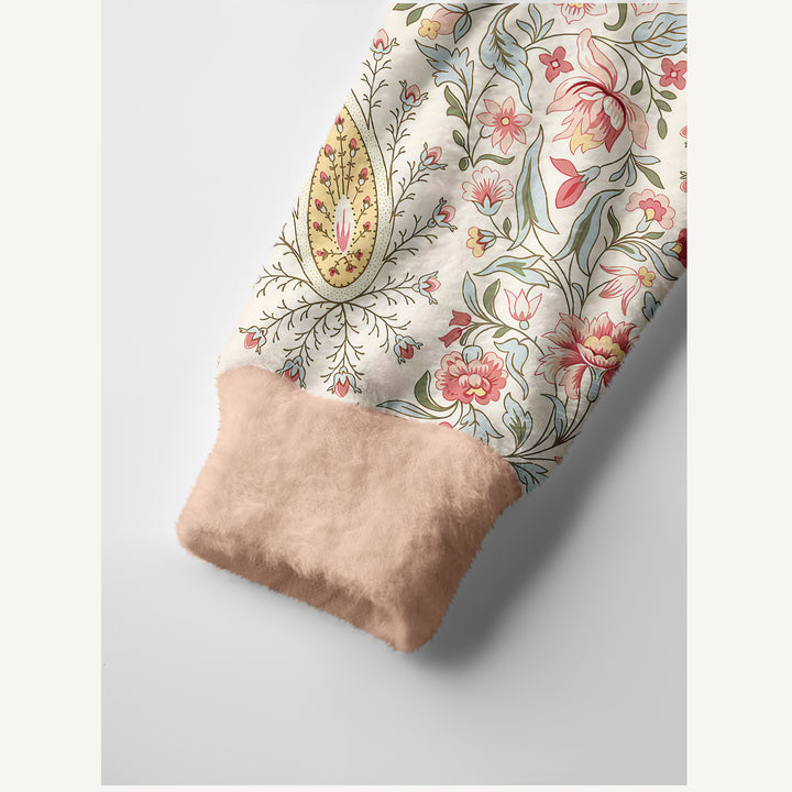 Cardigan lavorato a maglia con motivo botanico “Fiori del giardino”