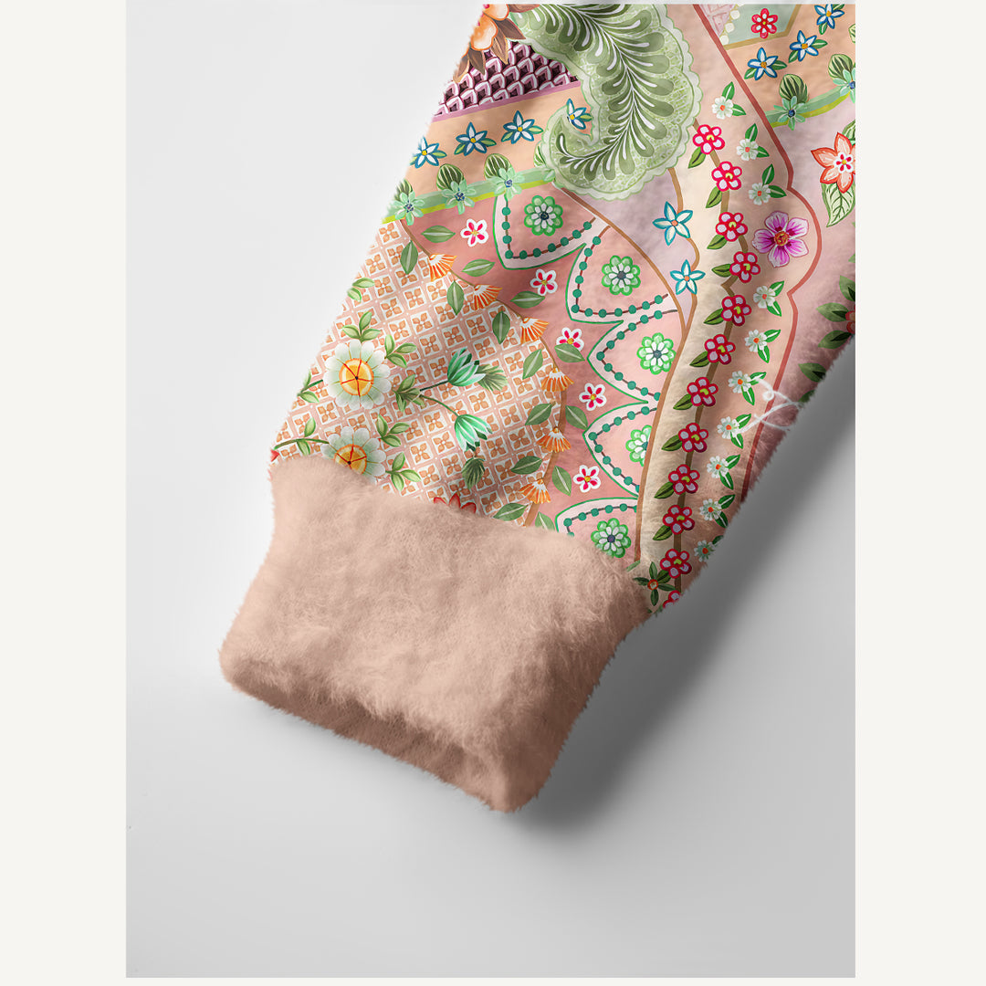 Cardigan lavorato a maglia Stampa boho botanica con motivo paisley