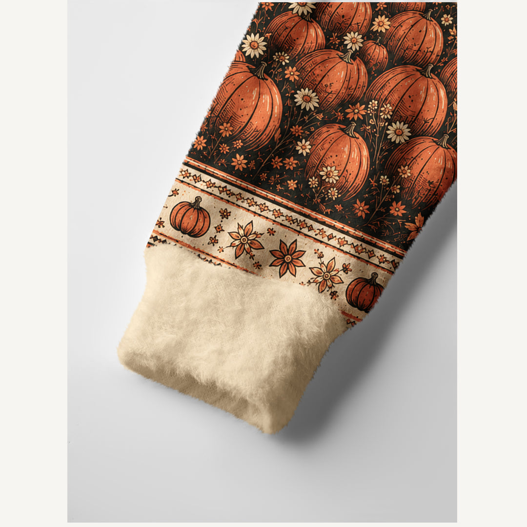 Cardigan lavorato a maglia con motivi di Halloween, zucche, scheletri e foreste