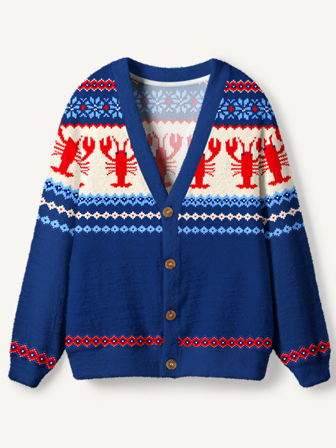 Cardigan lavorato a maglia con stampa Fair Isle e aragoste