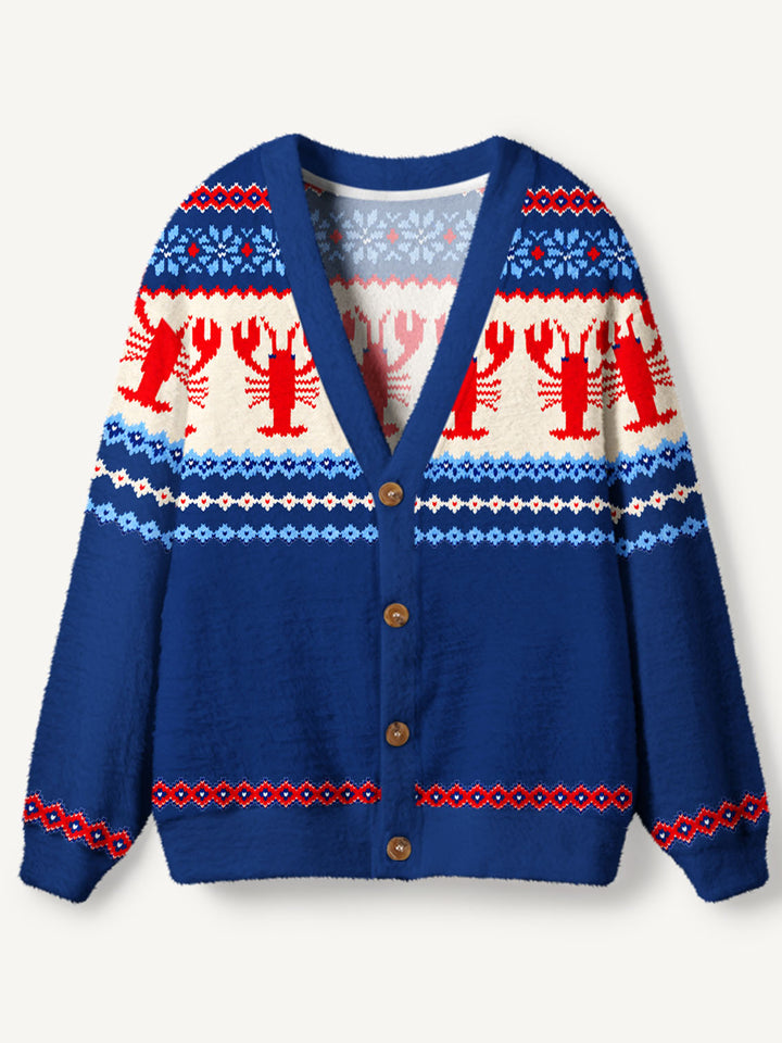 Cardigan lavorato a maglia con stampa Fair Isle e aragoste