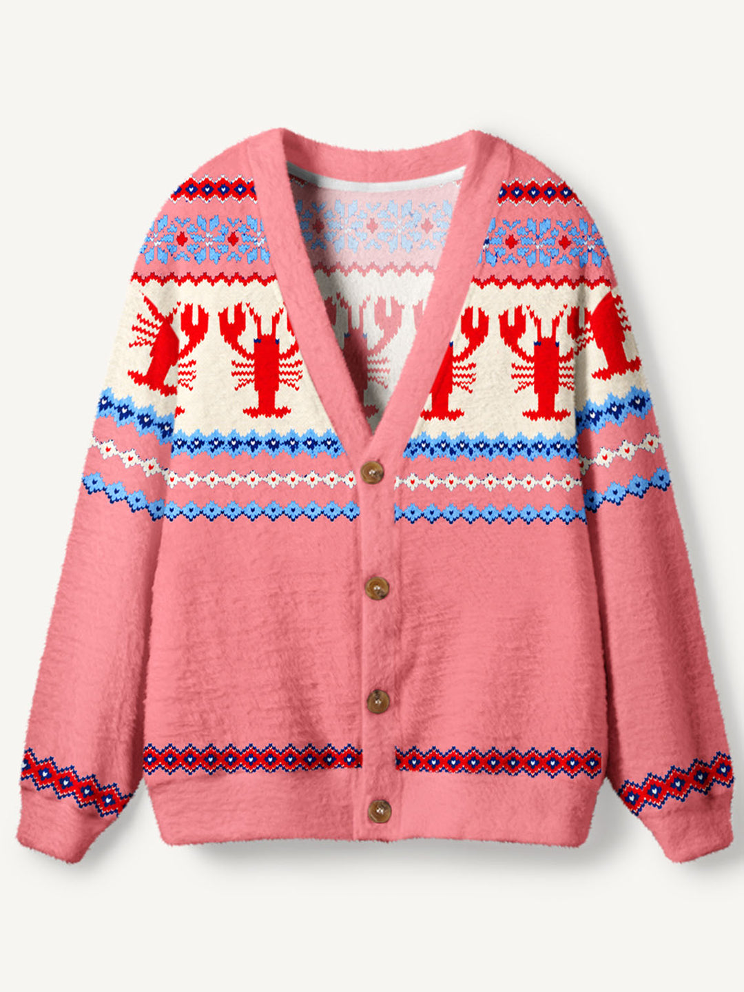 Cardigan lavorato a maglia con stampa Fair Isle e aragoste