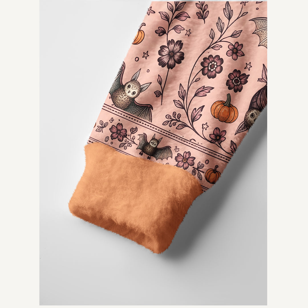 Cardigan lavorato a maglia floreali di Halloween con pipistrelli e zucche