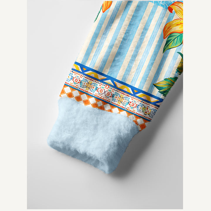 Cardigan lavorato a maglia tropicali con patchwork di aragoste