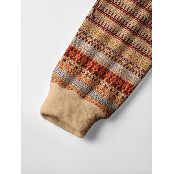 Maglione a girocollo con motivo patchwork autunnale a foglie d&