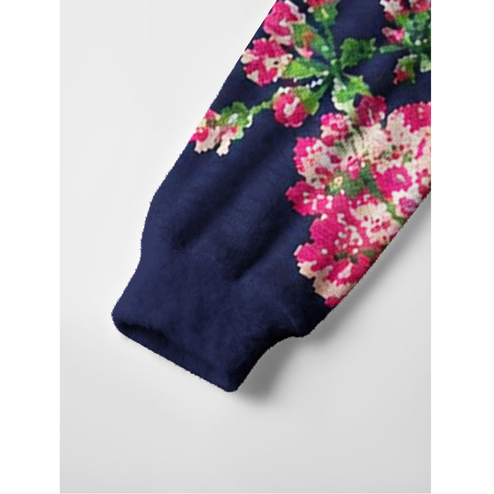 Maglione a girocollo con motivo a api e giardino di gerani