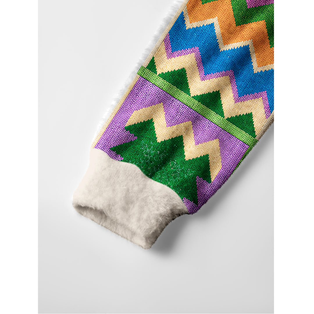 Maglione a girocollo con stampa patchwork geometrica colorata