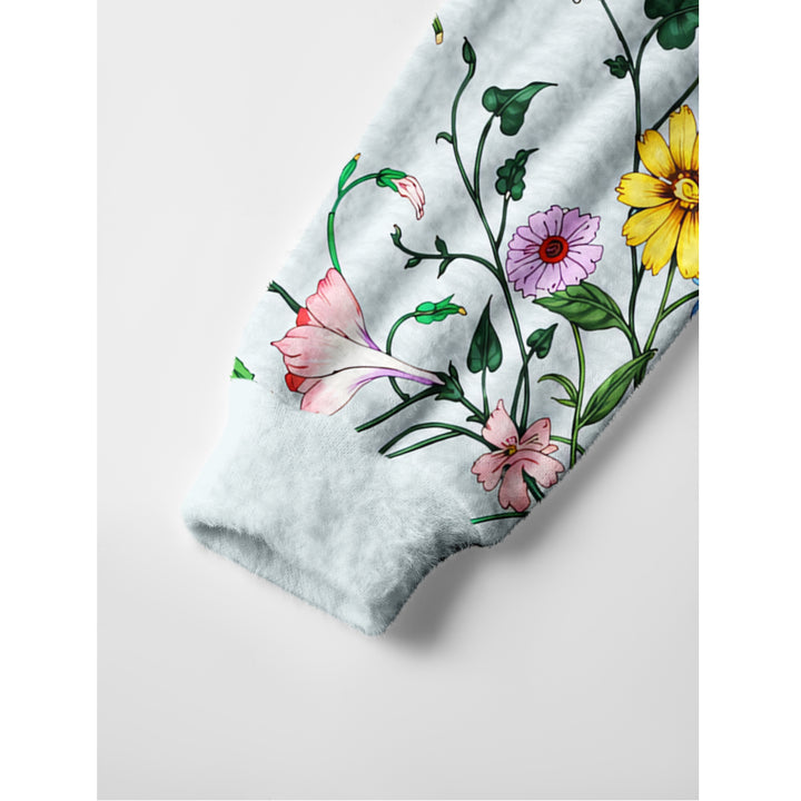 Maglione a girocollo con motivo botanico di fiori selvatici e insetti