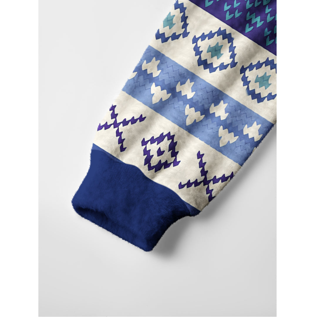 Maglione a girocollo a righe geometriche ispirate allo stile nordico