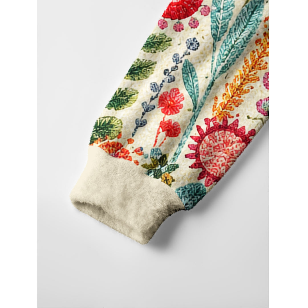 Maglione a girocollo da giardino di campagna con fiori di campo colorati