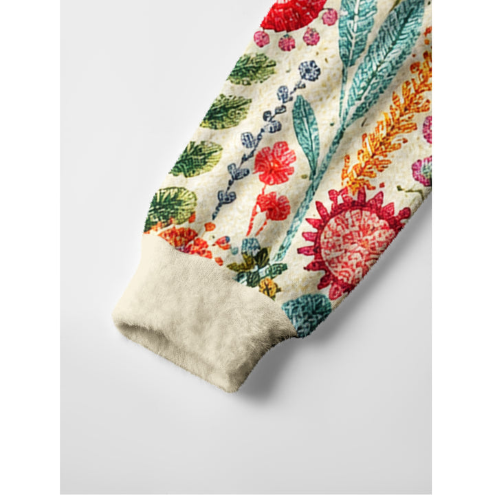 Maglione a girocollo da giardino di campagna con fiori di campo colorati