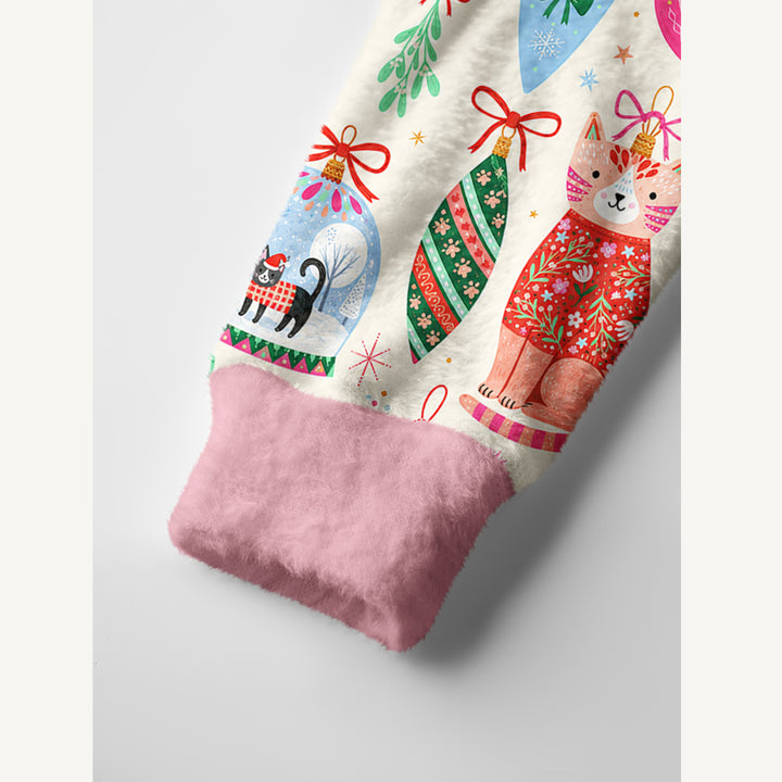 Cardigan lavorato a maglia Natalizi per Gatti con Fantasia di Decorazioni Natalizie