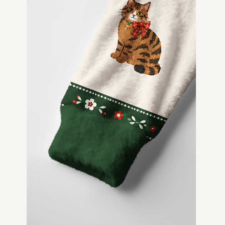 Cardigan lavorato a maglia Natalizio per Gatti con Fantasia a Tema Giardino
