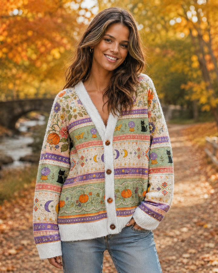 Cardigan lavorato a maglia con righe in stile boho da brivido