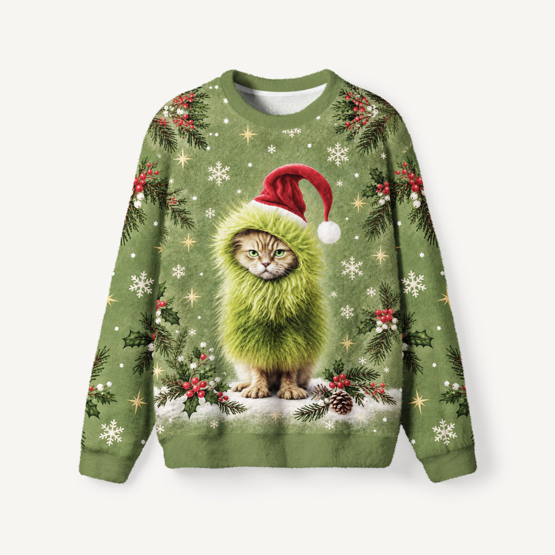 Maglione Natalizio Girocollo con Gatto Birichino