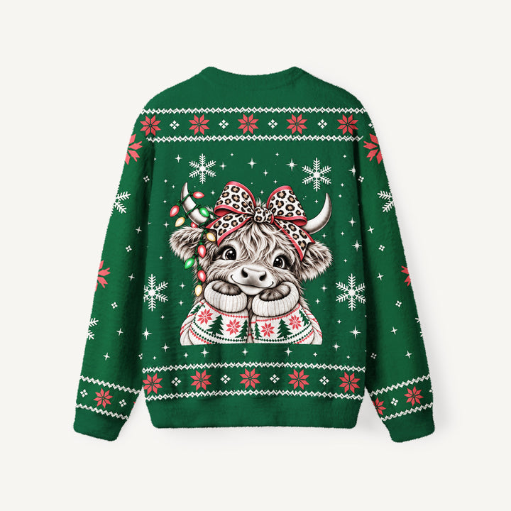 Maglione Natalizio Girocollo con Mucca Festosa