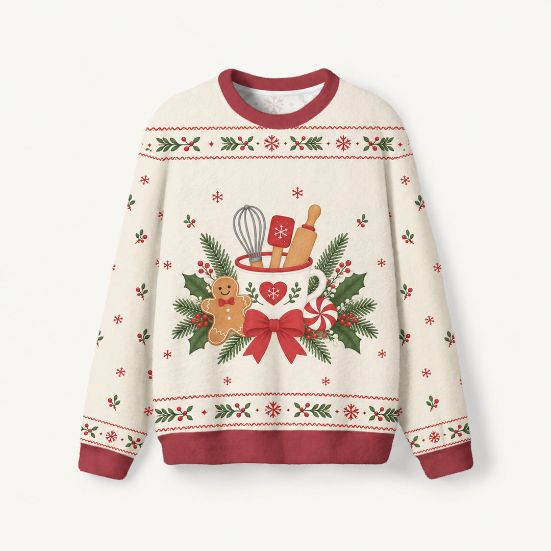 Maglione Natalizio Girocollo “Merry Christmas” a Tema Pasticceria