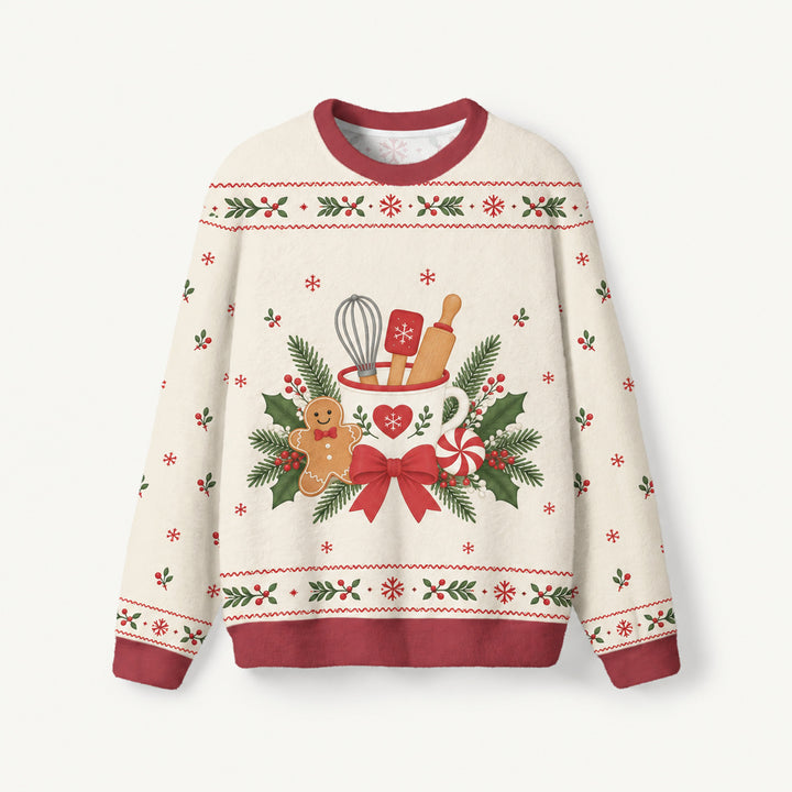 Maglione Natalizio Girocollo “Merry Christmas” a Tema Pasticceria