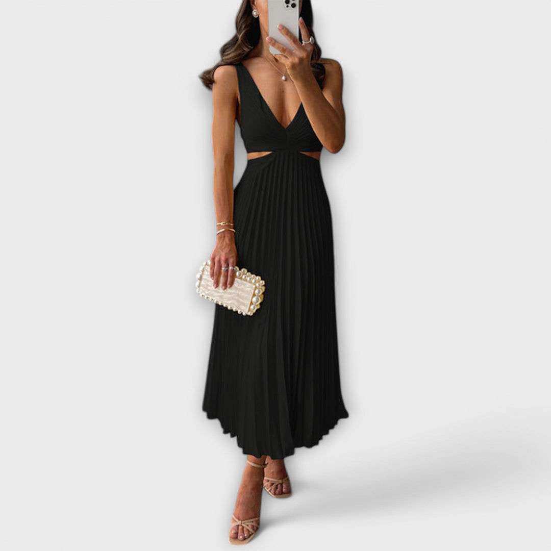 Nadia - Abito Estivo con Cut-Out Posteriore e Dettagli Plissettati