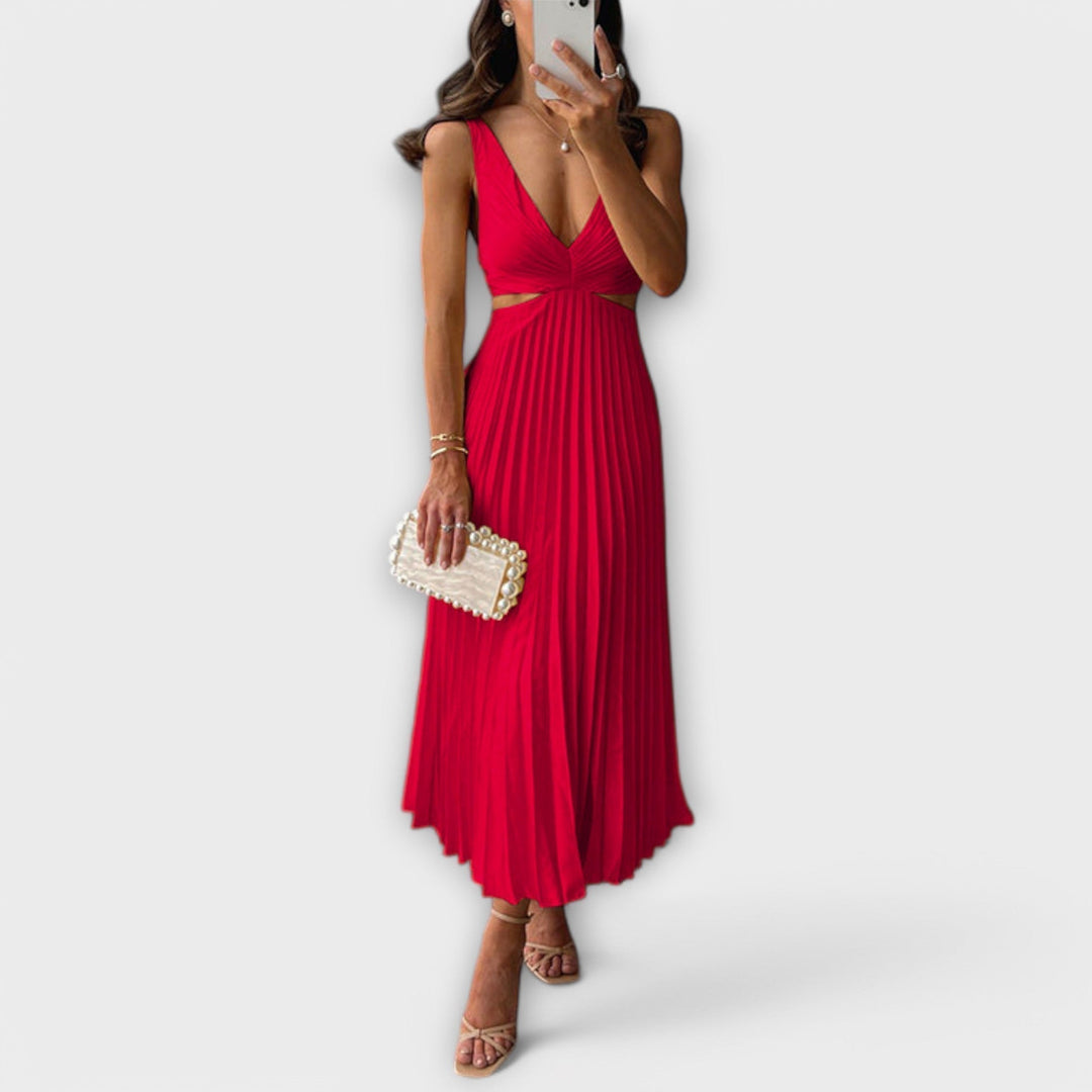 Nadia - Abito Estivo con Cut-Out Posteriore e Dettagli Plissettati