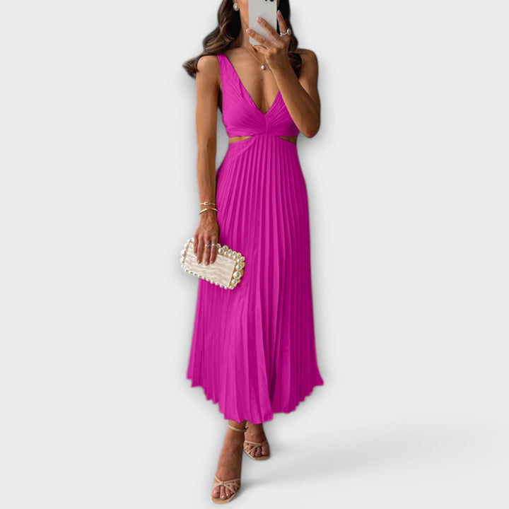 Nadia - Abito Estivo con Cut-Out Posteriore e Dettagli Plissettati