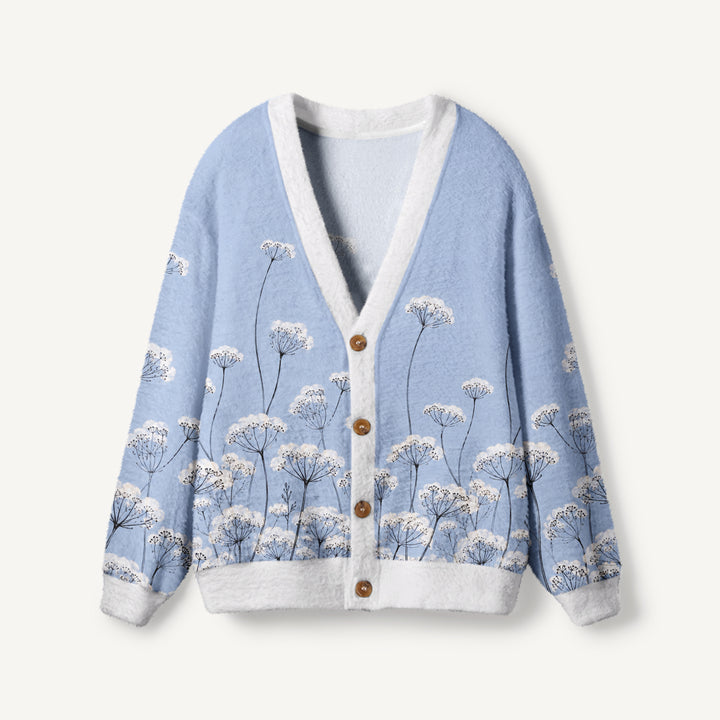 Cardigan lavorato a maglia con motivo floreale selvatico Skyline