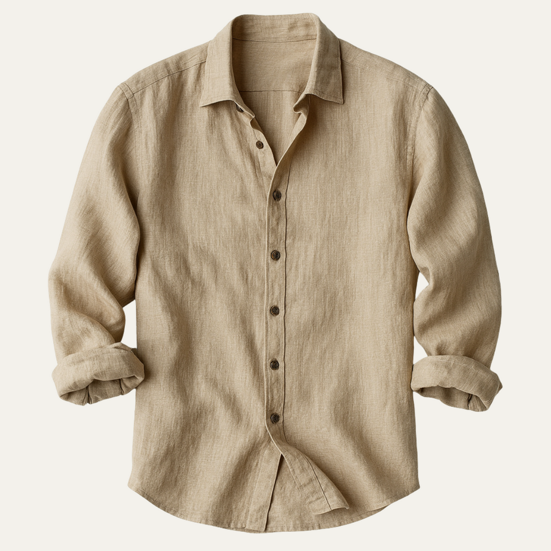 Rocco | Classica camicia vintage in lino, manica lunga