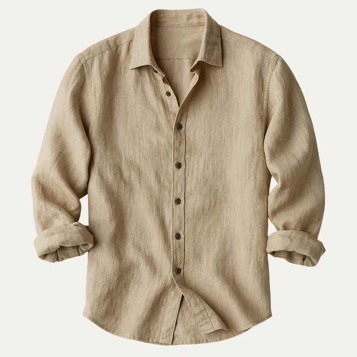 Rocco | Classica camicia vintage in lino, manica lunga