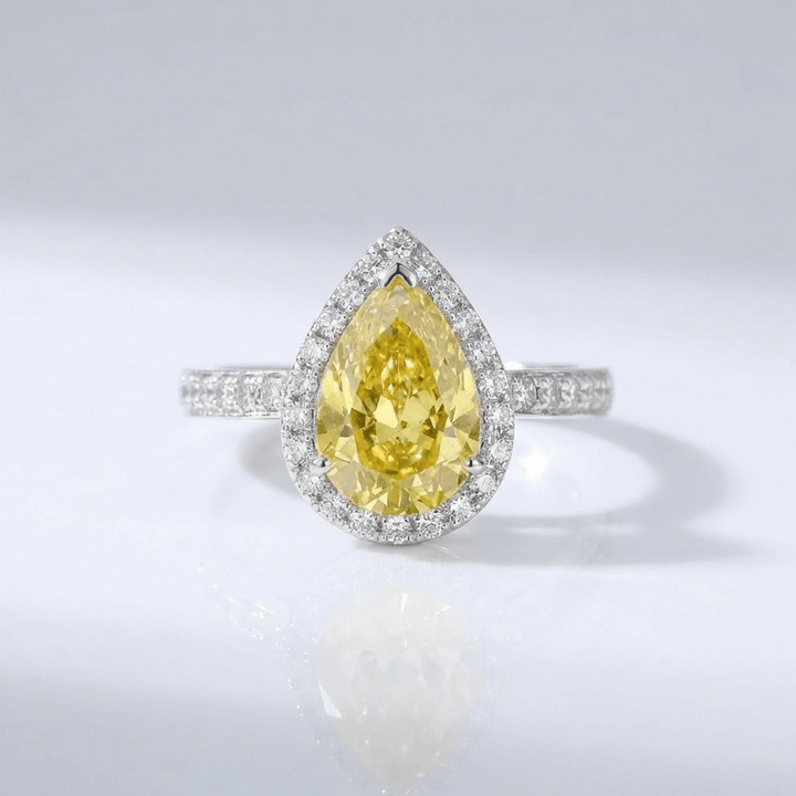 Olia™ - Anello halo con diamante giallo a goccia