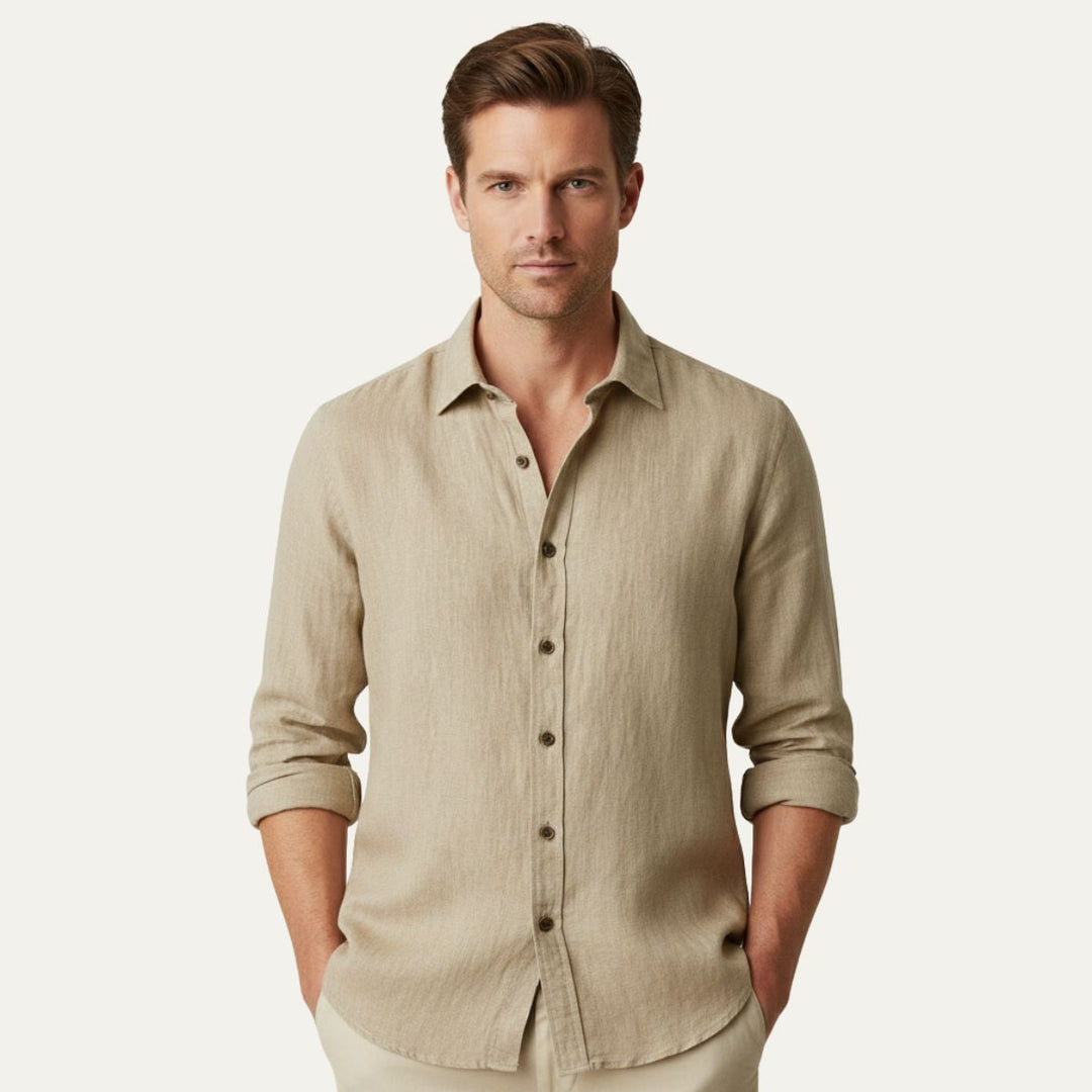 Rocco | Classica camicia vintage in lino, manica lunga