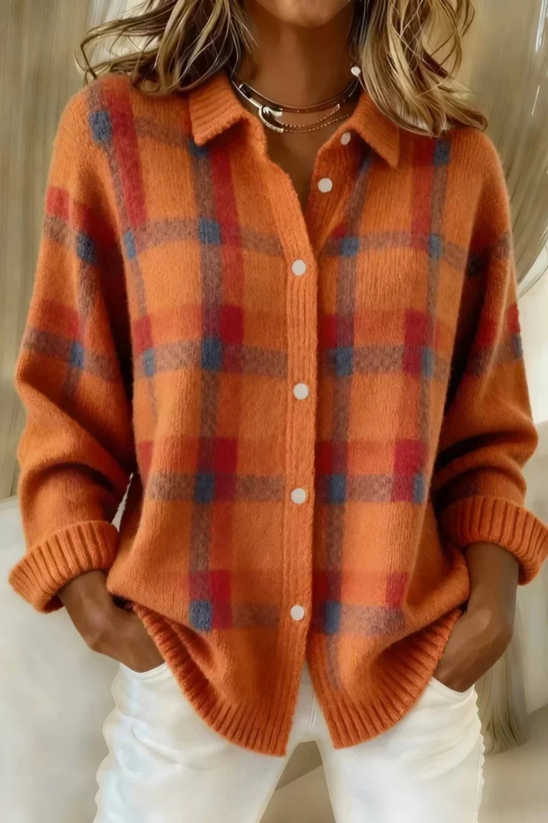 Monica - Cardigan a Quadri con Bottoni
