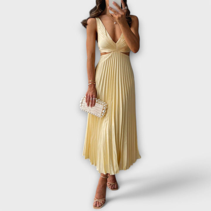 Nadia - Abito Estivo con Cut-Out Posteriore e Dettagli Plissettati