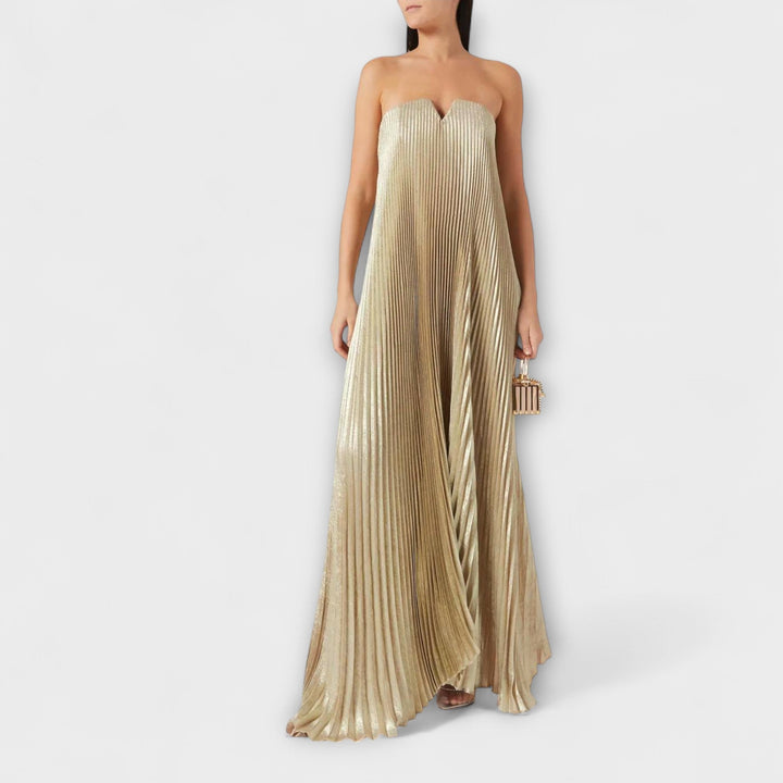 Michelle - Abito Maxi Sweetheart in Stampa Floreale Arancione