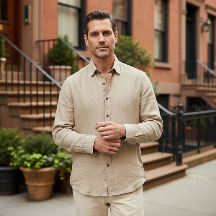 Rocco | Classica camicia vintage in lino, manica lunga