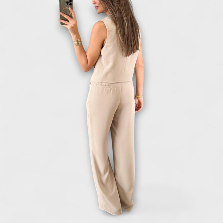 Hazel - Elegante Gilet V-Neck e Pantaloni Due Pezzi