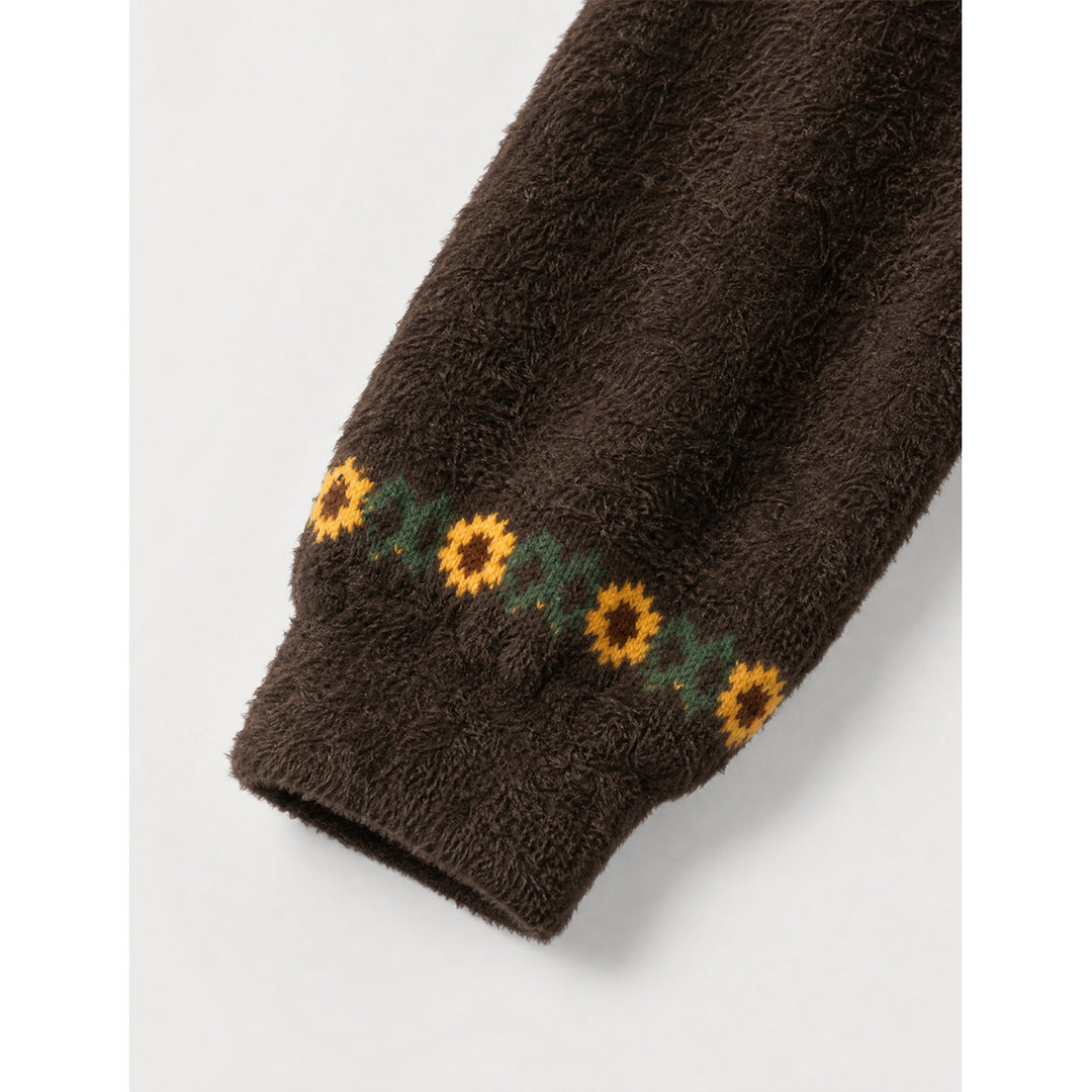 Maglione a girocollo con motivo a girasoli