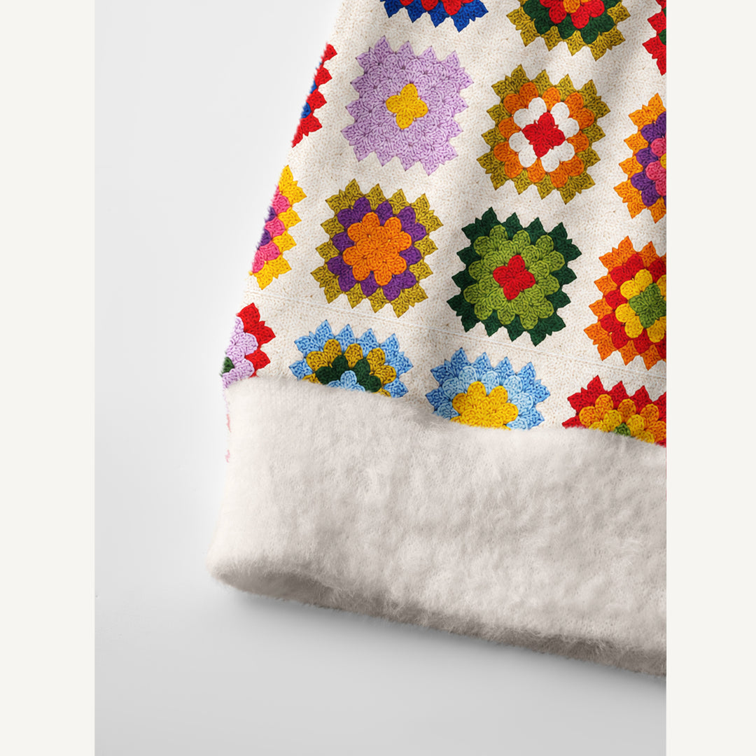Cardigan con patchwork a quadrati