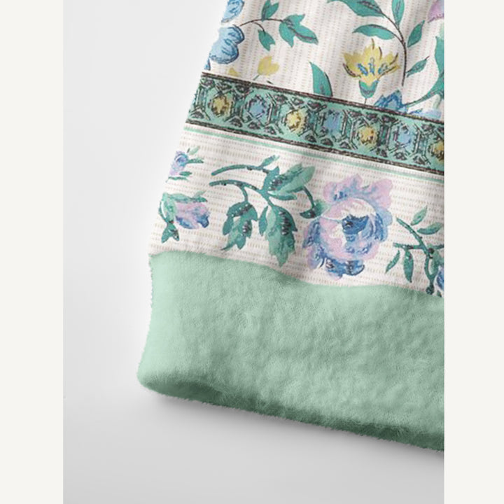 Cardigan in maglia stile boho con motivo floreale “Il canto degli uccelli” in due tonalità
