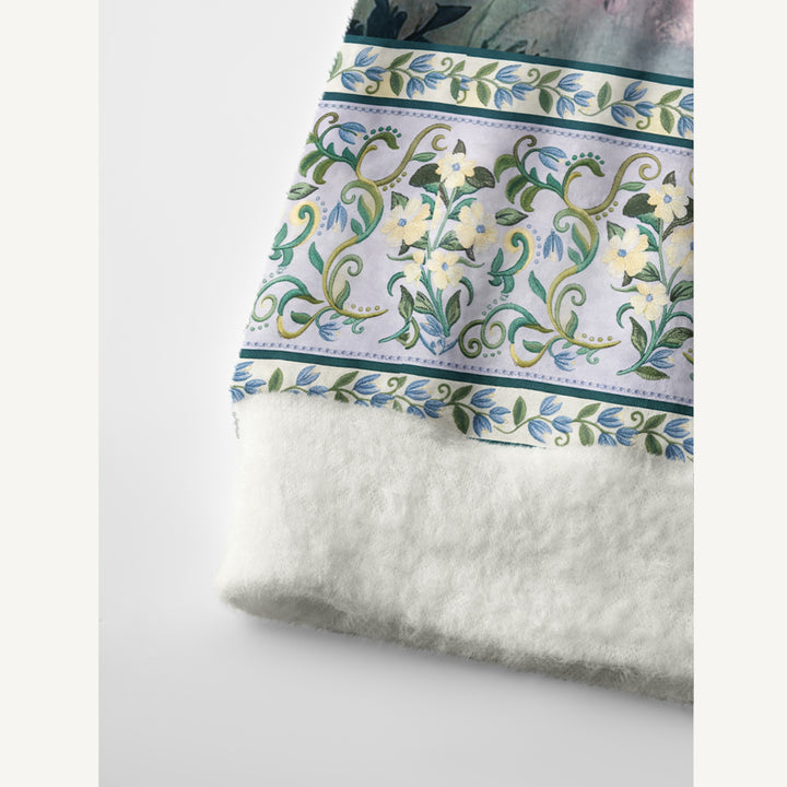 Cardigan lavorato a maglia con bottoni, in stile boho, con motivo floreale da giardino in acquerello