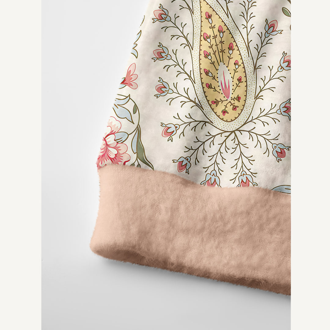 Cardigan lavorato a maglia con motivo botanico “Fiori del giardino”